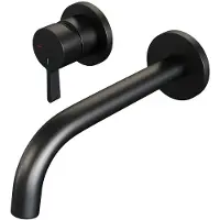 Brauer Black Edition inbouw wastafelmengkraan met gebogen uitloop en rozetten model E2 mat zwart