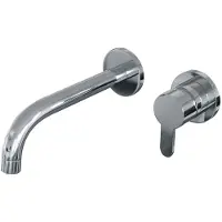 Brauer Inbouw wastafelmengkraan chrome edition coldstart gebogen uitloop korte platte hendel rechts chroom met rozetten