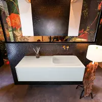 Mondiaz Badkamermeubelset Erin 120 cm met 1 Lade met RIDGE Wastafel Rechts Linen Zonder Kraangaten Greeploos Mat Clay