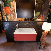 Mondiaz Erin 80cm badmeubel Fire met 1 lade en beige wastafel midden zonder kraangaten
