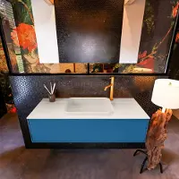 Mondiaz Badkamermeubelset erin 120 cm met 1 lade met ridge wastafel midden linen met 1 kraangat greeploos mat jeans