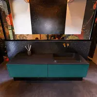 Mondiaz Badkamermeubelset Erin 150 cm met 2 Lades met RIDGE Wastafel Rechts Urban Zonder Kraangaten Greeploos Mat Smag