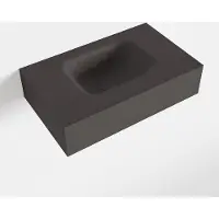Mondiaz LEX Dark_grey vrijhangende solid surface wastafel 50cm. Positie wasbak midden