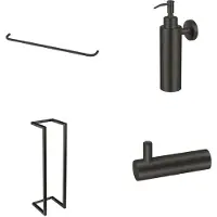 Qisani Accessoireset Flow Badkamer Geborsteld Mat Zwart