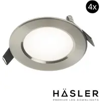 Hasler Inbouwspot Häsler Comarruga Incl. Fase Aansnijding Dimbaar 9.2 cm 4 Watt Helder Wit RVS Set 4x