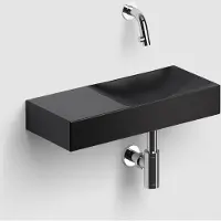 Clou vale fontein zonder kraangat links met geïntegreerde afvoer zwart mat keramiek 45 cm