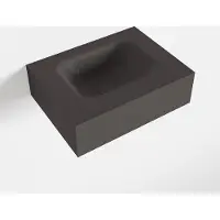 Mondiaz lex dark_grey vrijhangende solid surface wastafel 40 cm. Positie wasbak midden