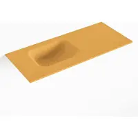 Mondiaz lex ocher solid surface inleg wastafel voor toiletmeubel 70 cm. Positie wasbak links