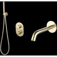 Sanilux Badset bubbel inbouw met box thermostaat geborsteld goud