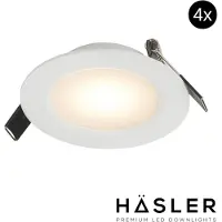 Hasler Inbouwspot Häsler Toscana Incl. Fase Aansnijding Dimbaar 9.2 cm 4 Watt Warm Wit RVS Wit Set 4x