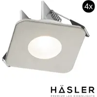Hasler Inbouwspot Häsler Mallorca Incl. Fase Aansnijding Dimbaar 6,8 cm 4 Watt Helder Wit RVS Set 4x