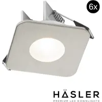 Hasler Inbouwspot Häsler Mallorca Incl. Fase Aansnijding Dimbaar 6,8 cm 4 Watt Helder Wit RVS Set 6x