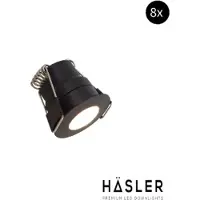 Hasler Inbouwspot Häsler Abruzzo Incl. Fase Aansnijding Dimbaar 3.4 cm 1.8 Watt Warm Wit Mat Zwart Set 8x