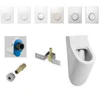 Salenzi Urinoir set hung achterinlaat mat wit met tece loop drukplaat kunststof