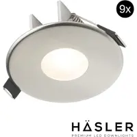 Hasler Inbouwspot Häsler Blanes Incl. Fase Aansnijding Dimbaar 8 cm 4 Watt Helder Wit RVS Set 9x