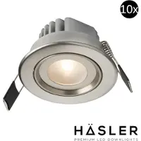 Hasler Inbouwspot Häsler Tarragona Incl. Fase Aansnijding Dimbaar 8 cm 4 Watt Warm Wit RVS Set 10x