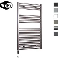 Sanicare elektrische design radiator 60x112cm inox-look met WiFi en thermostaat links zwart