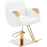 Physa Kappersstoel met voetsteun - 470 - 630 mm - 200 kg - Wit/Gouden