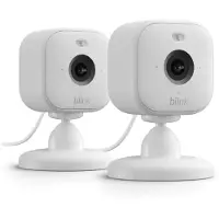 Amazon Blink Mini 2, Beveiligings-IP-camera, geschikt voor binnen en buiten, draadloos, compatibel met Alexa, kan op een tafel of aan de muur worden geplaatst, wit