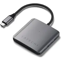 Satechi USB-C PD 4-poorts hub Aluminium behuizing, USB-C PD-poort voor opladen tot 100 watt, 3x USB-C 3.2 Gen 2-poorten met maximaal 10 Gbit/s