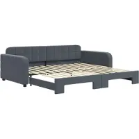 vidaXL Slaapbank met onderschuifbed 100x200 cm fluweel donkergrijs