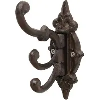Boltze Kapstok - Haak - 3 haken draaibaar - Wand haak - Gietijzer - 14x10x10cm - rustiek - Bruin