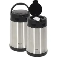OTIX Thermosfles - 2 Stuks - Soep - Thermos - Soepbeker - Thermosbeker - met Lepel - Travel Mug - 500ml - Zwart - Staal
