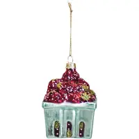 House Vitamin Xmas hanger strawberries glass red -7x7x9,5cm