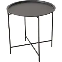 Boltze bijzettafel Rocko zwart metaal 46 cm inclusief dienblad