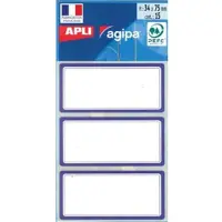 Agipa schooletiketten ft 75 x 34 mm (b x h), 24 etiketten per etui, blauwe rand - 12 stuks