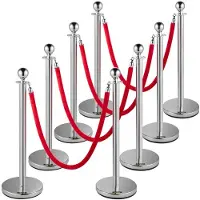 Vevor Wachtrijlijn Touw 90 cm Barrières voor Menigtecontrole Zilver Touw Barrière Stanchion Wachtrij Demenigte Verdelen Het Beheersen Mensenmassa's Worden Veel Toegepast in Theaters Openbare Plaatsen