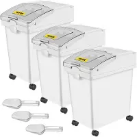 Vevor Opbergbox op Wielen 3 Stuks Voorraaddozen met Deksel 25 L Keuken Granen Bewaardozen Rijst Voorraaddoos Vershouddozen voor Voedselbehoud