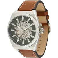Fossil Analoog horloge 'Everett' cognac / donkergroen / zilver