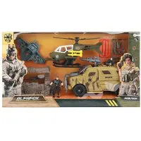 Toi-Toys ALFAFOX XXL speelset met jeep, helikopter, figuurtjes en accessoires, geschikt voor kinderen vanaf 6 jaar, thema: militair