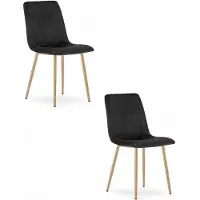 Leobert Chaise - - Lava - Fluweel, zwart / Houten poten - 45 x 55 x 86 cm - Set van 2