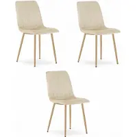 Leobert Beige eetkamerstoelen - set van 3 - velvet - 86x45x55 cm