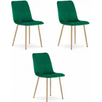 Leobert Fluwelen stoel - set van 3 - donkergroen - 86x45x55 cm