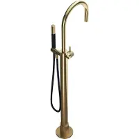 Hotbath Cobber X CX077 Vrijstaande Badkraan - Geborsteld Messing PVD - Messing - Kranen, Badkranen, Vrijstaande Badkranen - 8719638625210