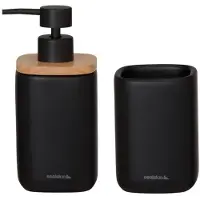 Sealskin Badkamerset - Zeepdispenser 200 ml / Tandenborstelbeker Mind Zwart