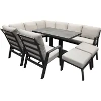 AVH-Collectie Barolo hoek dining loungeset 8 delig aluminium verstelbare tafel antraciet