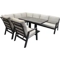 AVH-Collectie Barolo hoek dining loungeset 6 delig aluminium verstelbare tafel antraciet