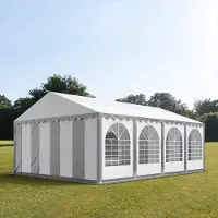 TOOLPORT Partytent 6x8 m - 2,6m doorloop, PVC 1400, met Grondframe, grijs-wit