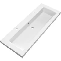 Brauer Solar Medium Meubelwastafel 120x46cm Mineraalmarmer - 2 Kraangaten - Mat Wit - 8720359366313 - Rechthoekig - Wastafels, Meubelwastafels