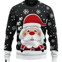 JAP Christmas Kersttrui voor kinderen (maat 146/152/158) - 100% Gerecycled - Kriebelt niet - Kerstcadeau - Foute Kersttrui jongens en meisjes (11/13 jaar) - Kerstman - Zwart