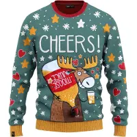 JAP Christmas Interactieve Kersttrui (maat 4XL) - 100% Gerecycled - Kriebelt niet - Kerstcadeau volwassenen - Foute Kersttrui dames en heren XXXXL - CHEERS! Moose Juice - Groen