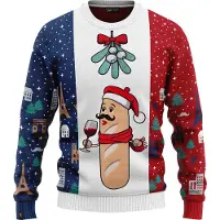 JAP Christmas Around the World Kersttrui (maat XL) - 100% Gerecycled - Kriebelt niet - Kerstcadeau volwassenen - Foute Kersttrui dames en heren - Frankrijk - Blauw/Wit/Rood