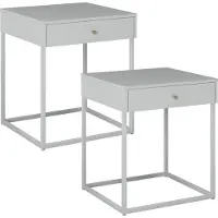 Ebuy24 Pops nachtkastje 1 lade set met 2 stuks wit.
