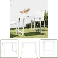 The Living Store Living Store Campingtabel, wit, 79x56x64 cm, kunststof met houtlook