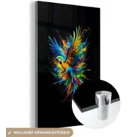 MuchoWow Glasschilderij 80x120 cm - Schilderij acrylglas - Papegaai - Vogel - Dier - Kleurrijk - Verf - Foto op glas - Muurdecoratie woonkamer - Wanddecoratie slaapkamer - Schilderijen
