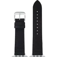 Eulit horlogeband geschikt voor Apple Watch 42/44/45/46 maat - Serie 1/2/3/4/5/6/7/8/9/10 + SE - canvas Smart - 22 mm - zwart - edelmetaal metalen gesp ZWART - incl. adapter